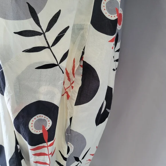 Gudrun Sjoden Julie Cotton Voile Floral V Neck Dress L - Picture 10 of 15